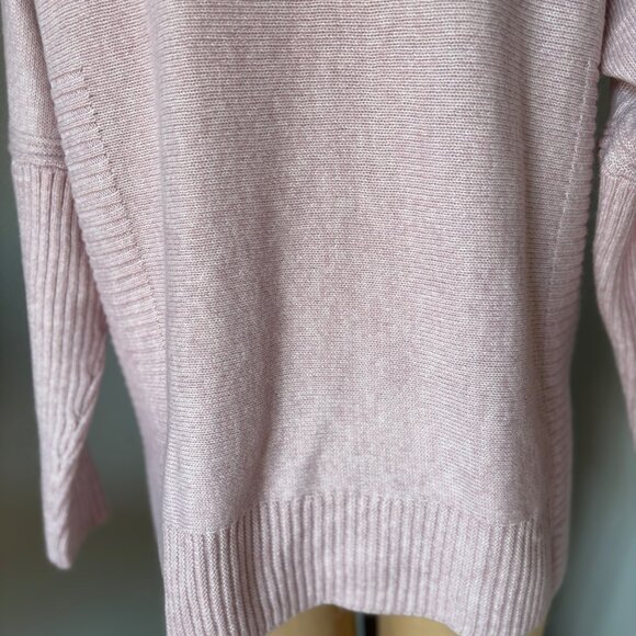 Chicos Pink Knit Sweater Size 1 M Ribbed Hem & Sleeves Relaxed Cotton & Acrylic - Picture 9 of 9